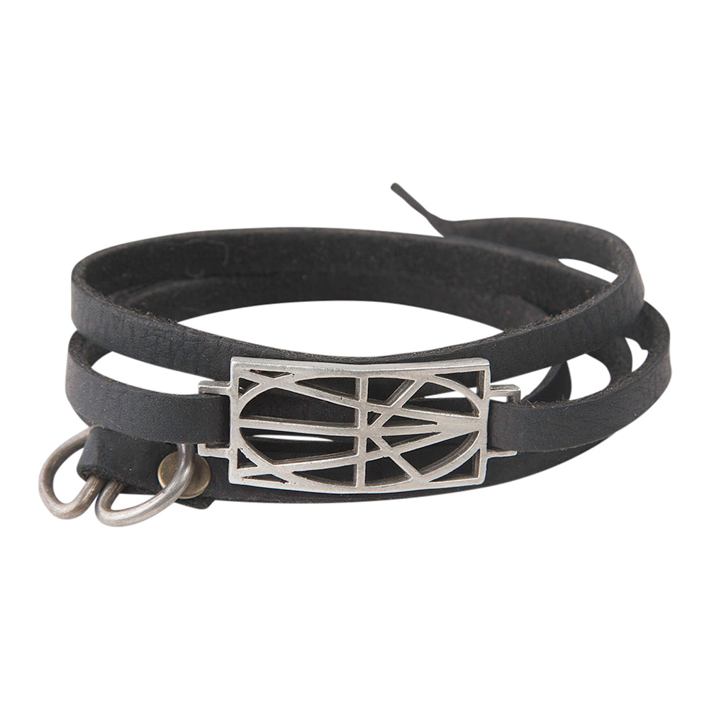 WOMEN'S BLACK LEATHER WRAP BRACELET