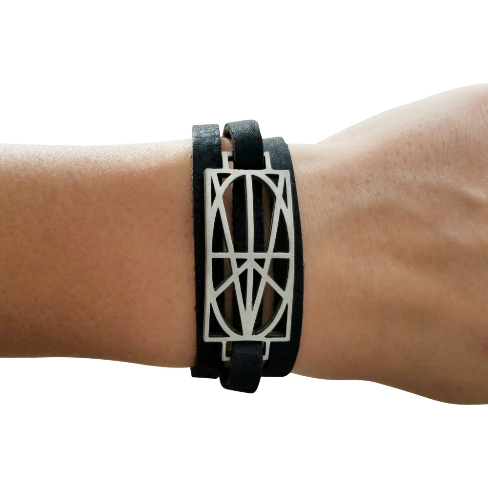 WOMEN'S BLACK LEATHER WRAP BRACELET