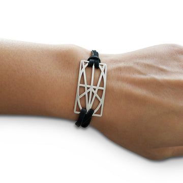 WOMEN'S STERLING SILVER  WRAP & TUCK BRACELET - BLACK