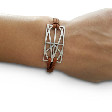 WOMEN'S STERLING SILVER WRAP & TUCK BRACELET - BROWN
