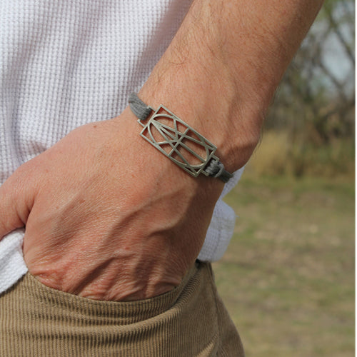 MEN'S WRAP & TUCK BRACELET -  GRAY