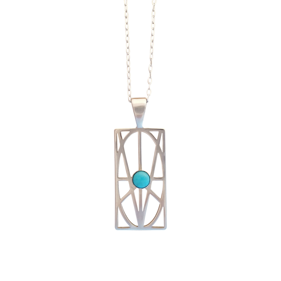 WOMEN'S LARGE STERLING SILVER PENDANT WITH TURQUOISE