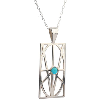 WOMEN'S LARGE STERLING SILVER PENDANT WITH TURQUOISE