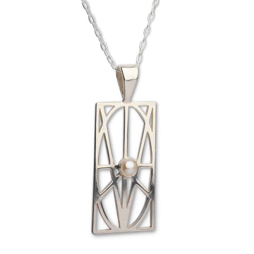 WOMEN'S LARGE STERLING SILVER PENDANT WITH PEARL